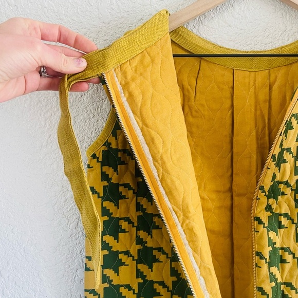 Vintage 60s Handmade Yellow & Green Houndstooth Column Dress - Picture 9 of 13